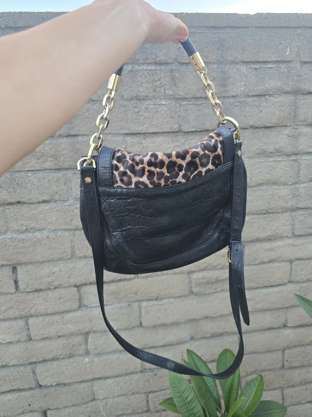 Michael Kors Leopard-Print Crossbody Bag with Gold Chain Detail